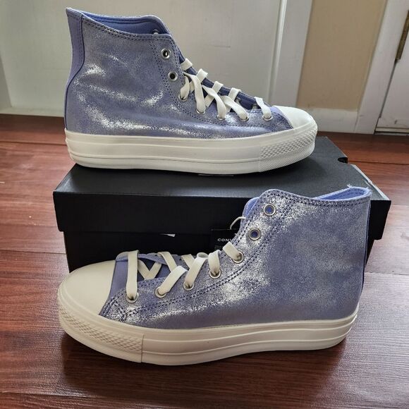 Converse Chuck Taylor Blue Shimmer Suede High Tops 10.5 NIB - Picture 5 of 9